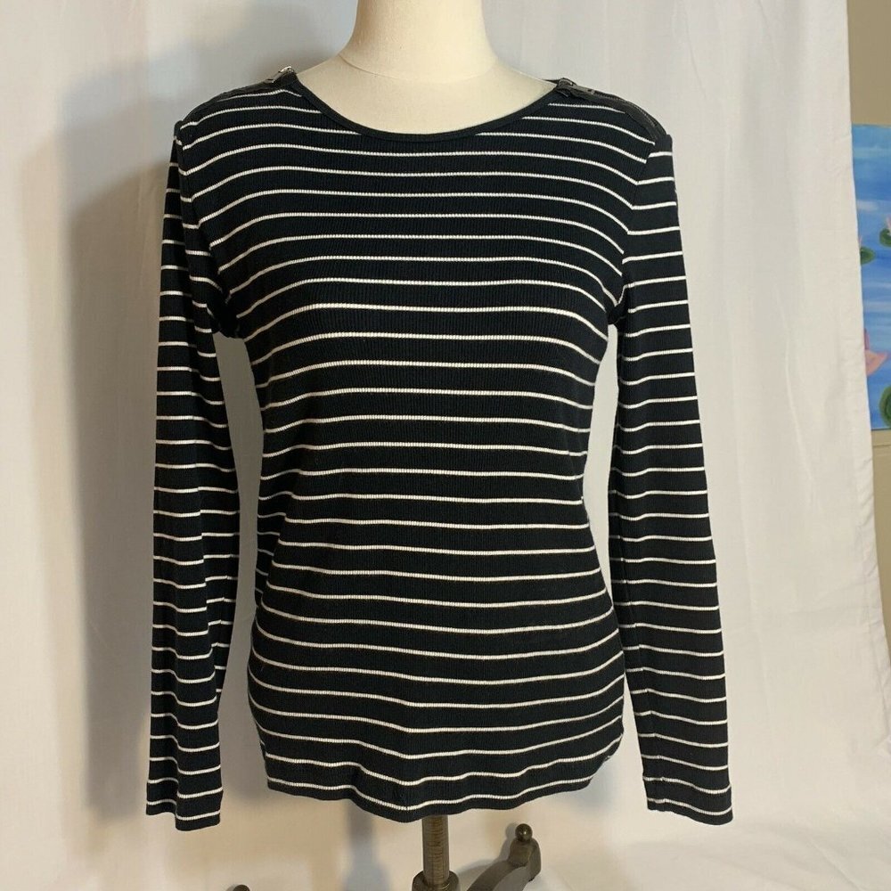 LRL - Ralph Lauren Women's Pullover Sweater (Size S) Long Sleeve Zip Shoulder